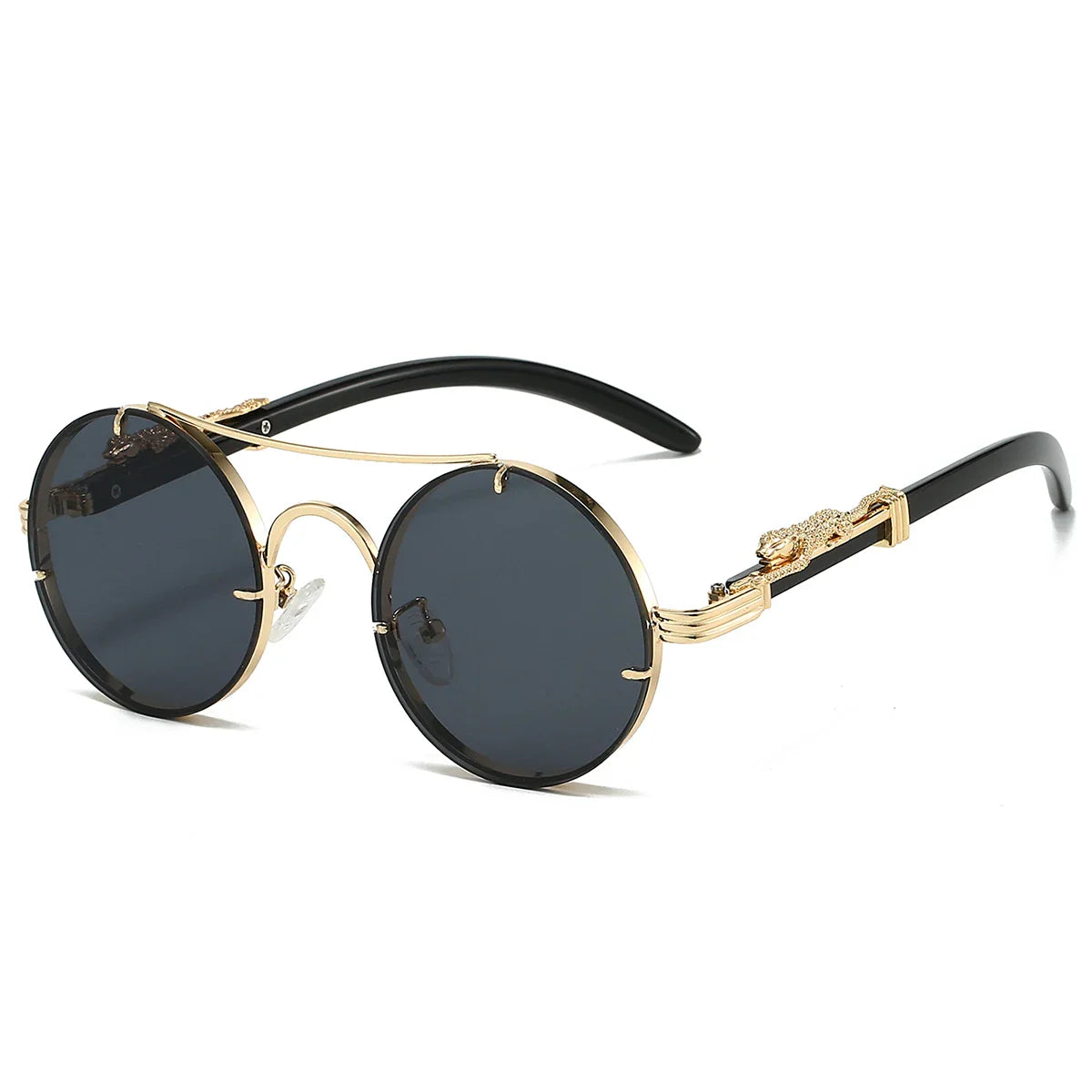 KAMMPT Vintage Double Bridge Gradient Multicolor Lenses Round Luxury Sunglasses
