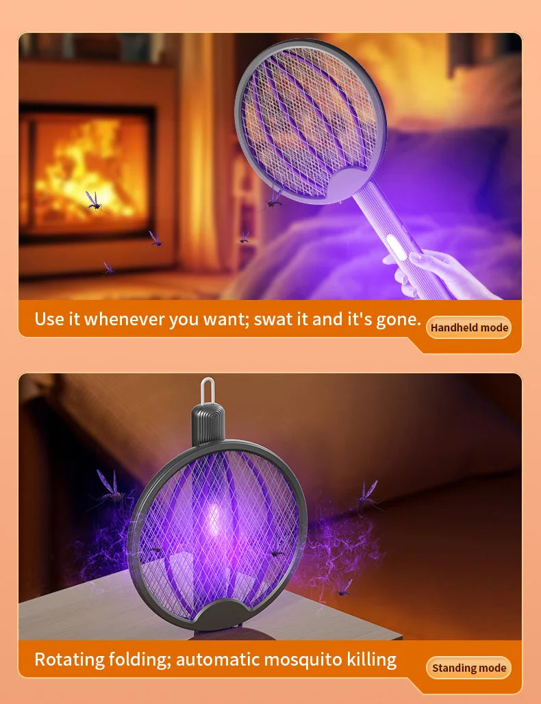 UV Attract 3-in-1 (Handheld / Stand / Wall-Mount) Rechargeable Mosquito Swatter