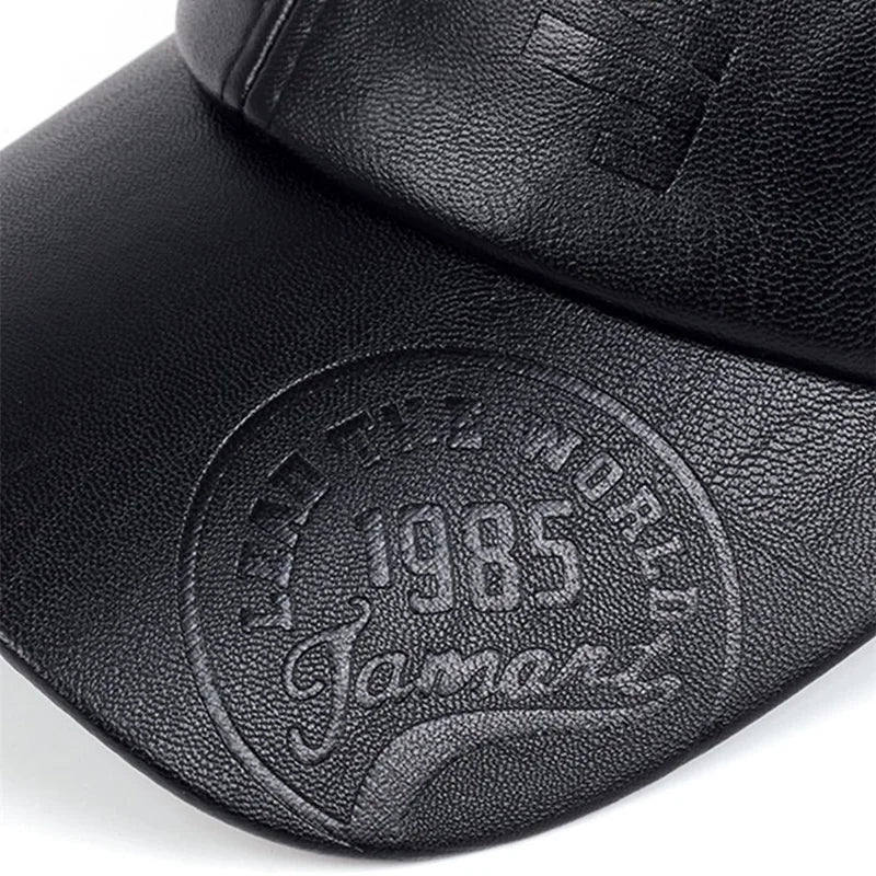 Premium Faux Leather Vintage Design All-Season Leather Adjustable Baseball Cap