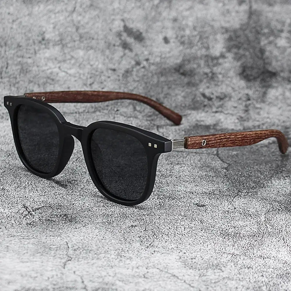 Trendy Retro Wood Grain Unisex Polarized UV Protection Sunglasses