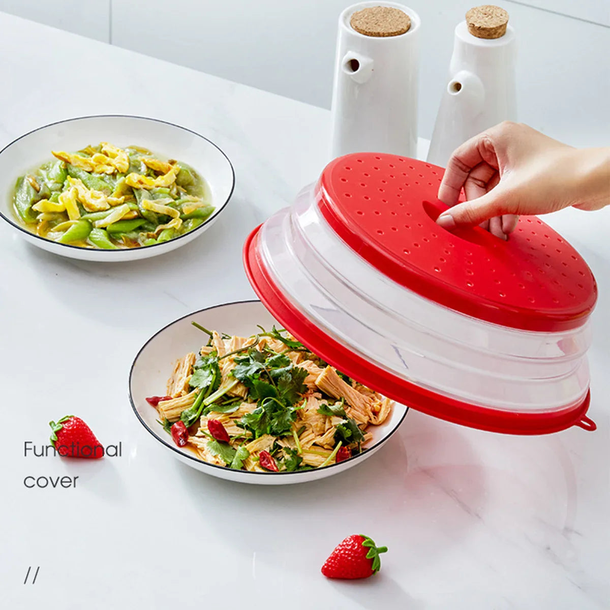 Multi-Purpose 3 in 1 Collapsible Microwave Splatter Cover