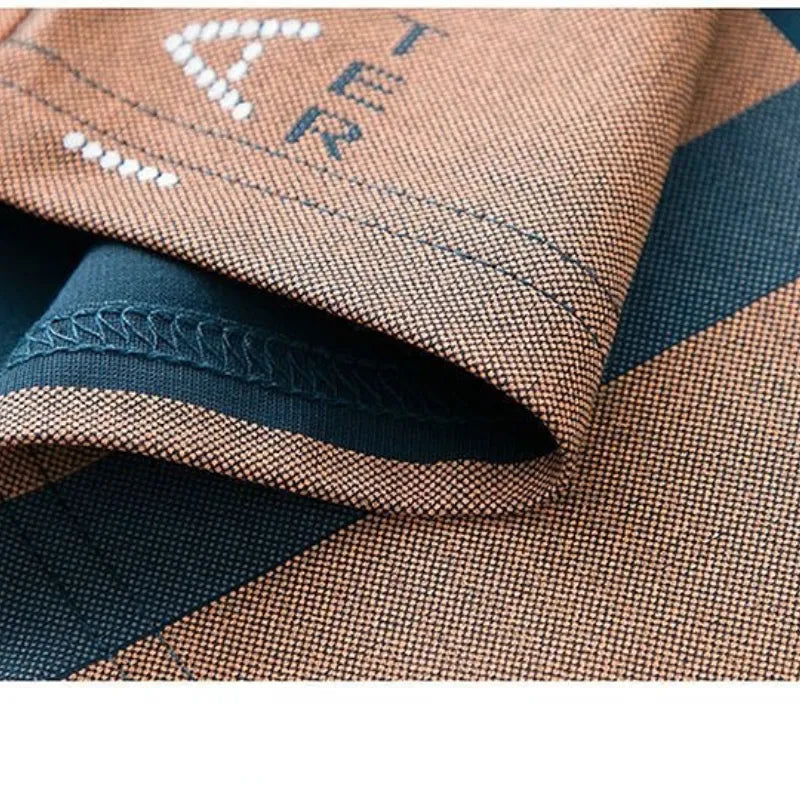 Business Pattern Print Short Sleeve Collar Polo Shirt