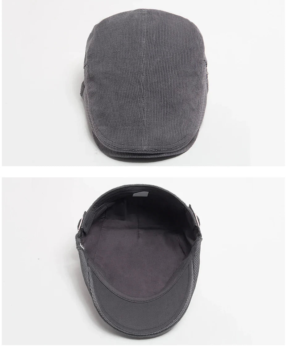 Vintage Corduroy Front and Back Wear Newsboy Flat Cap
