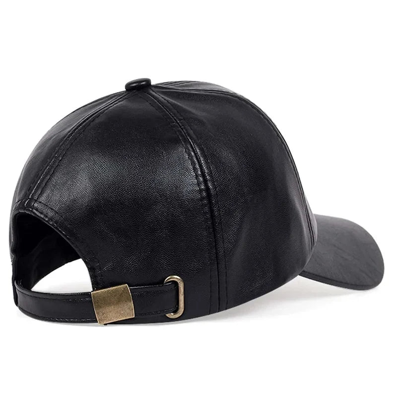 Premium Faux Leather Vintage Design All-Season Leather Adjustable Baseball Cap