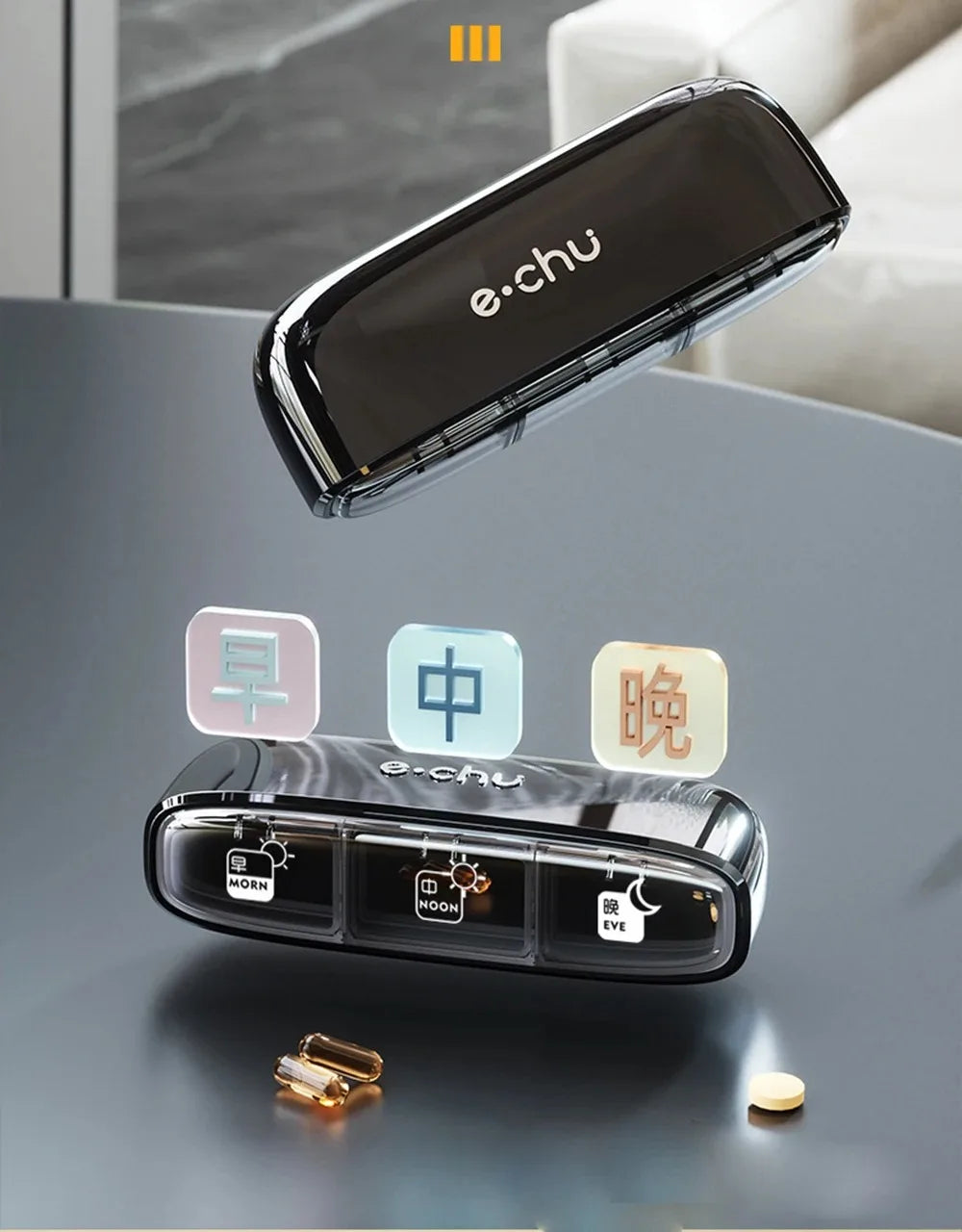 Japanese Large Capacity, Moisture-Proof Daily 3-Slot Premium Pill Organizer