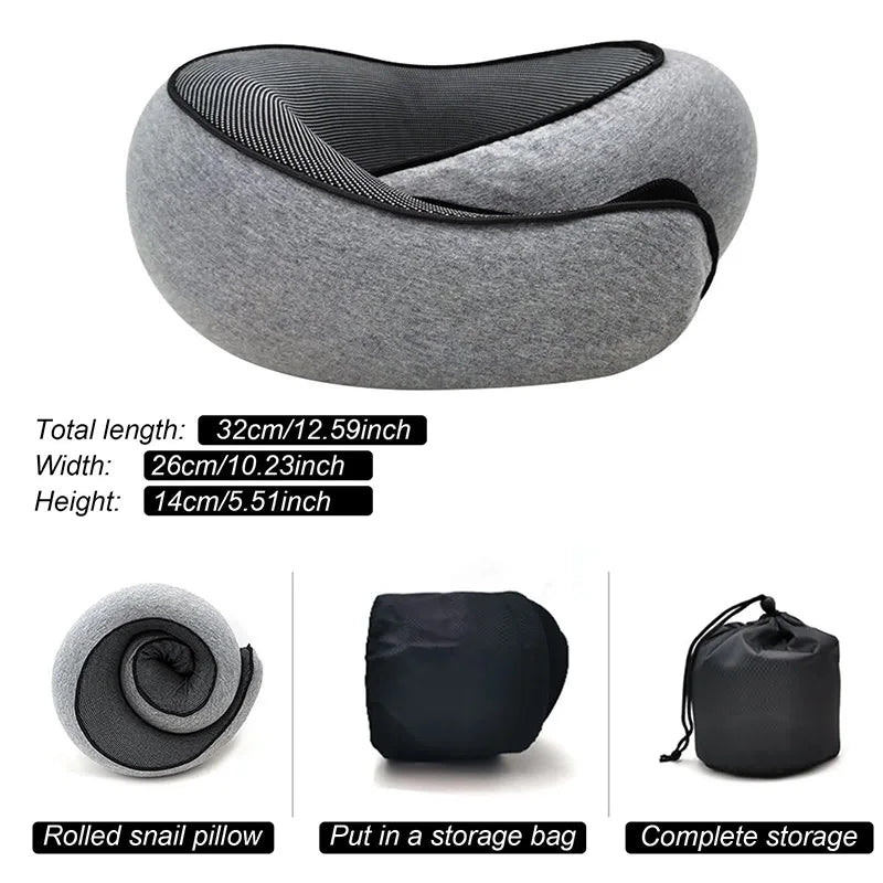U-shaped Memory Foam Snail Style Adjustable Travel Pillow