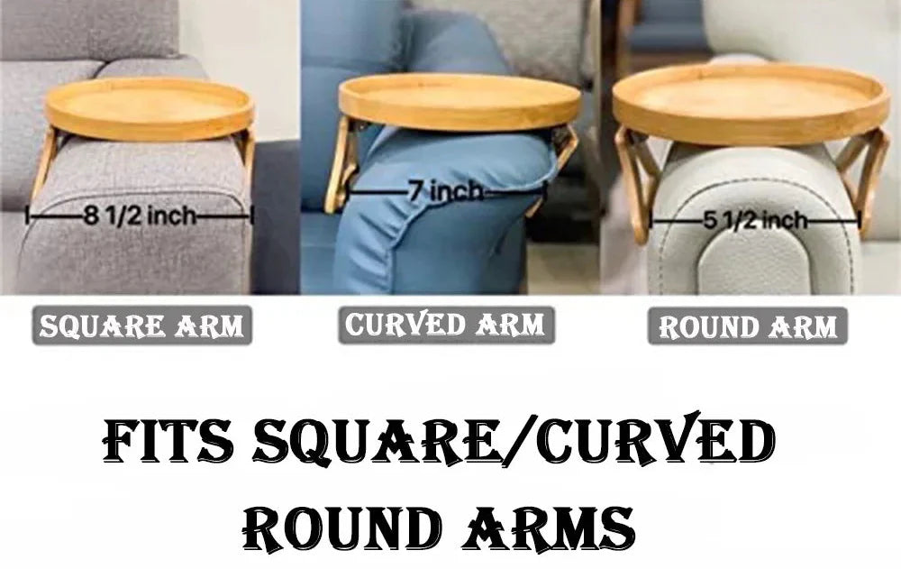 Practical Comfort Clip-On Tray Natural Bamboo Sofa Armrest Try