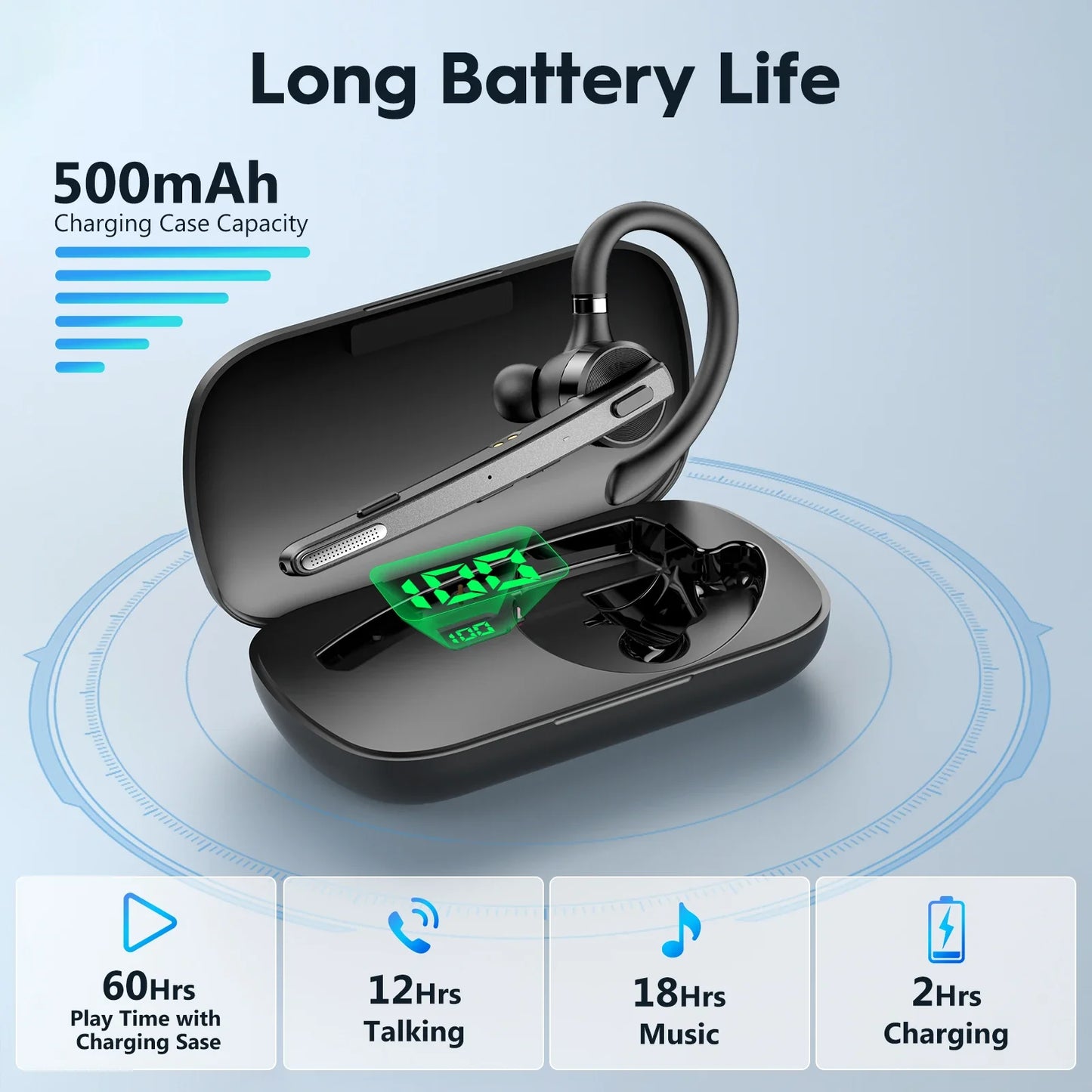 Bee M53 Dual-Mic Noise Cancelling Hi-Fi Audio Lightweight Headset with Charging Case