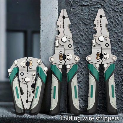 SmartFold Foldable Multi-Function Pulley Design Wire Stripper and Crimper