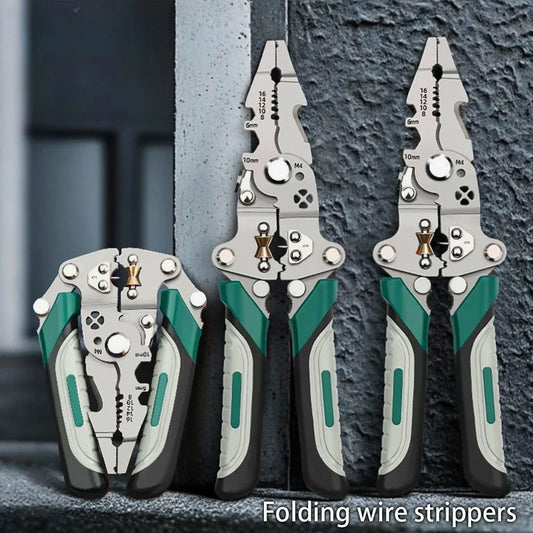 SmartFold Foldable Multi-Function Pulley Design Wire Stripper and Crimper