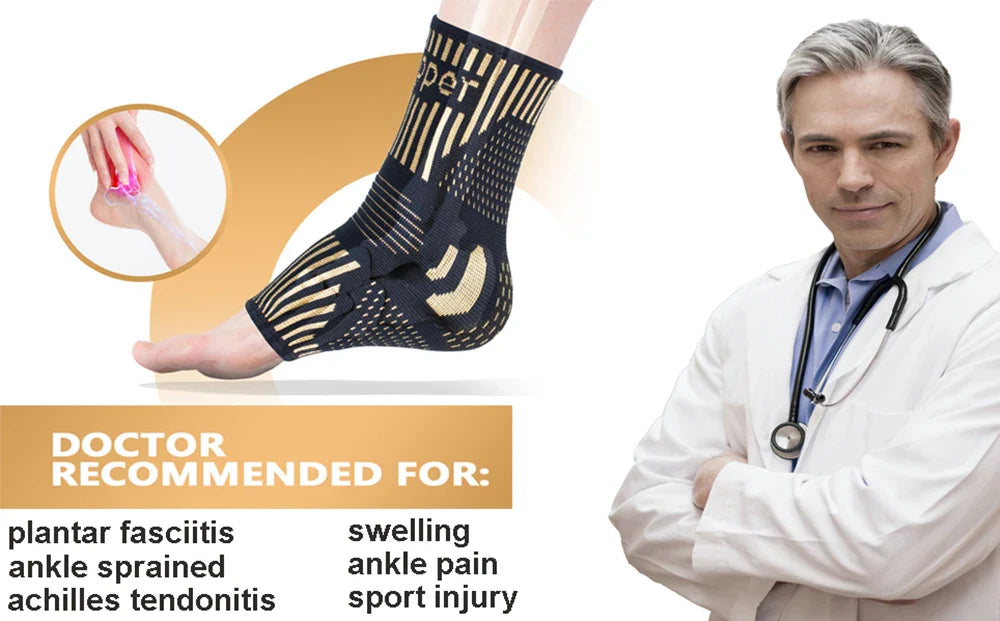 Medical-Grade Copper-Infused Fabric Ankle Brace for Pain Relief & Fast Recovery