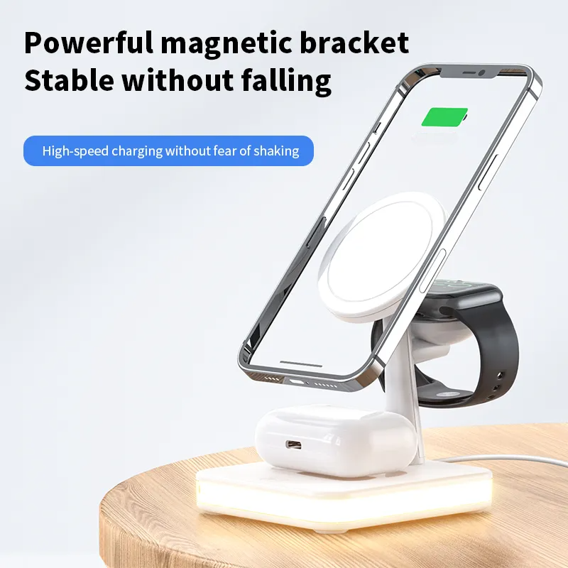 Magnetic 4 in 1 Wireless Fast Charging Dock Station For iPhone Apple watch & Airpods