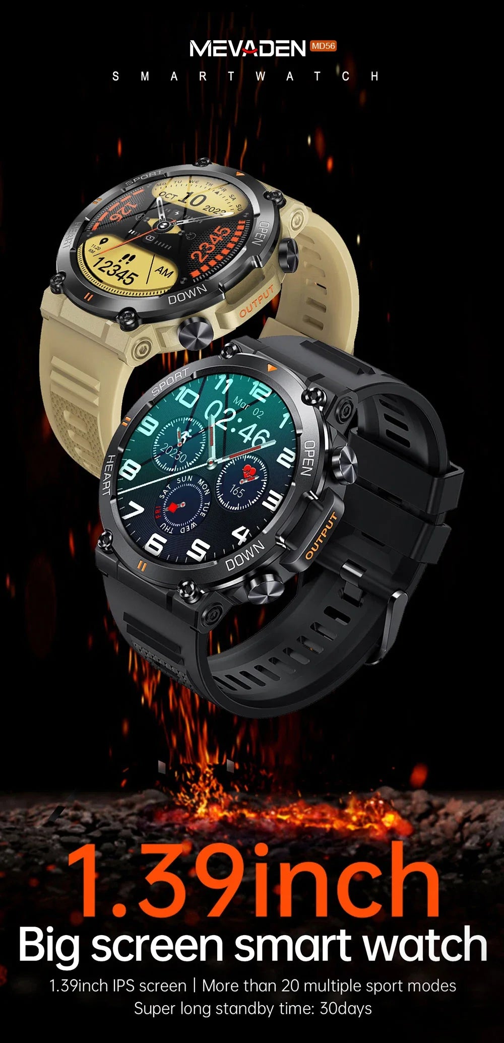 Ultra Durable Construction HD Bluetooth Health Tracker Smartwatch For Android & IOS