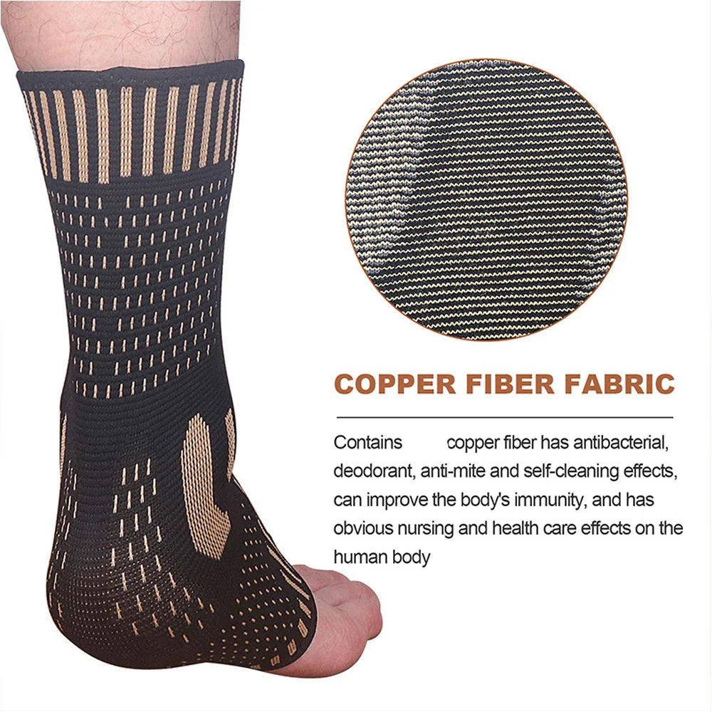 Medical-Grade Copper-Infused Fabric Ankle Brace for Pain Relief & Fast Recovery