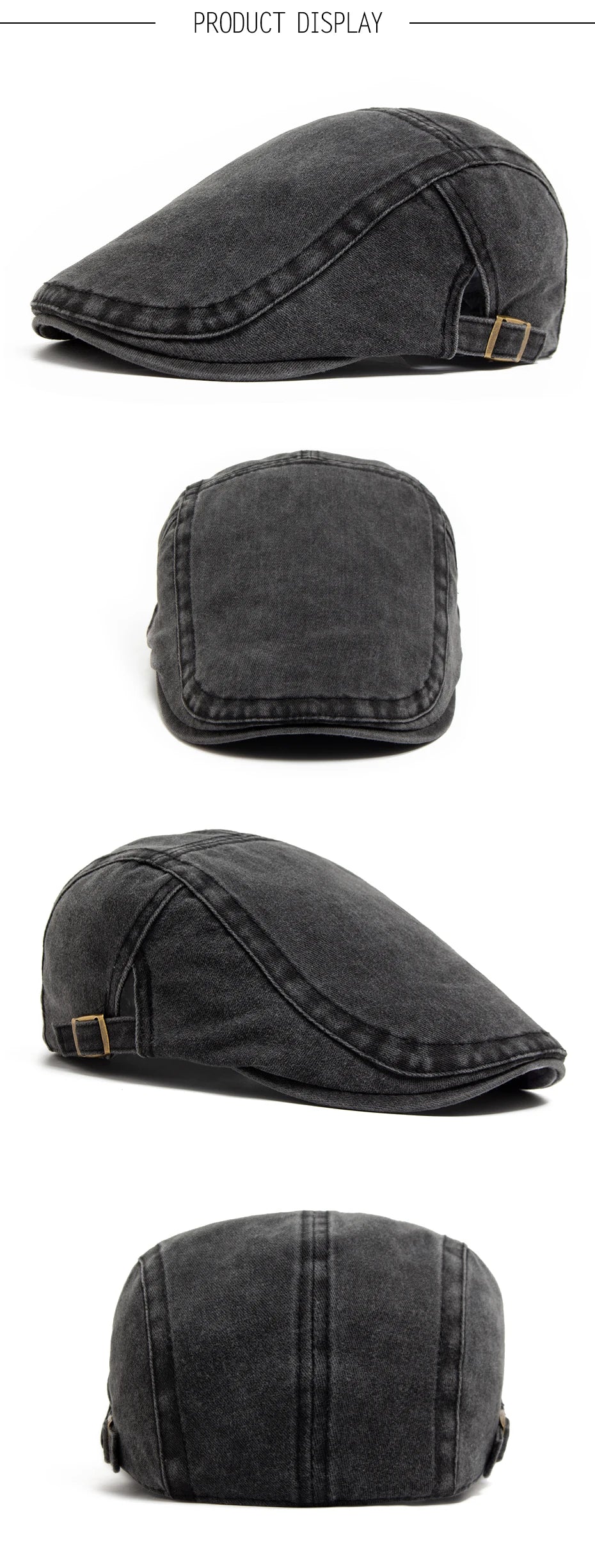 Vintage Soft Cotton Breathable Lightweight Adjustable Fit Newsboy Cap