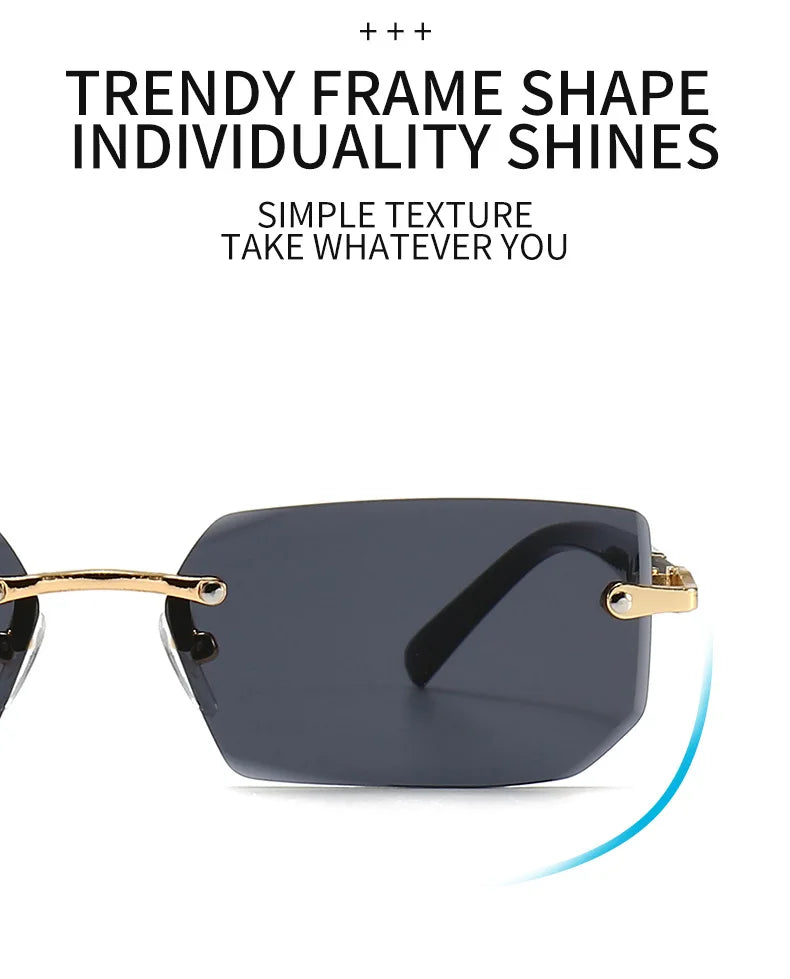Modern Slim Rimless Impact-Resistant UV400 Lightweight Sunglasses