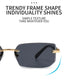 Modern Slim Rimless Impact-Resistant UV400 Lightweight Sunglasses