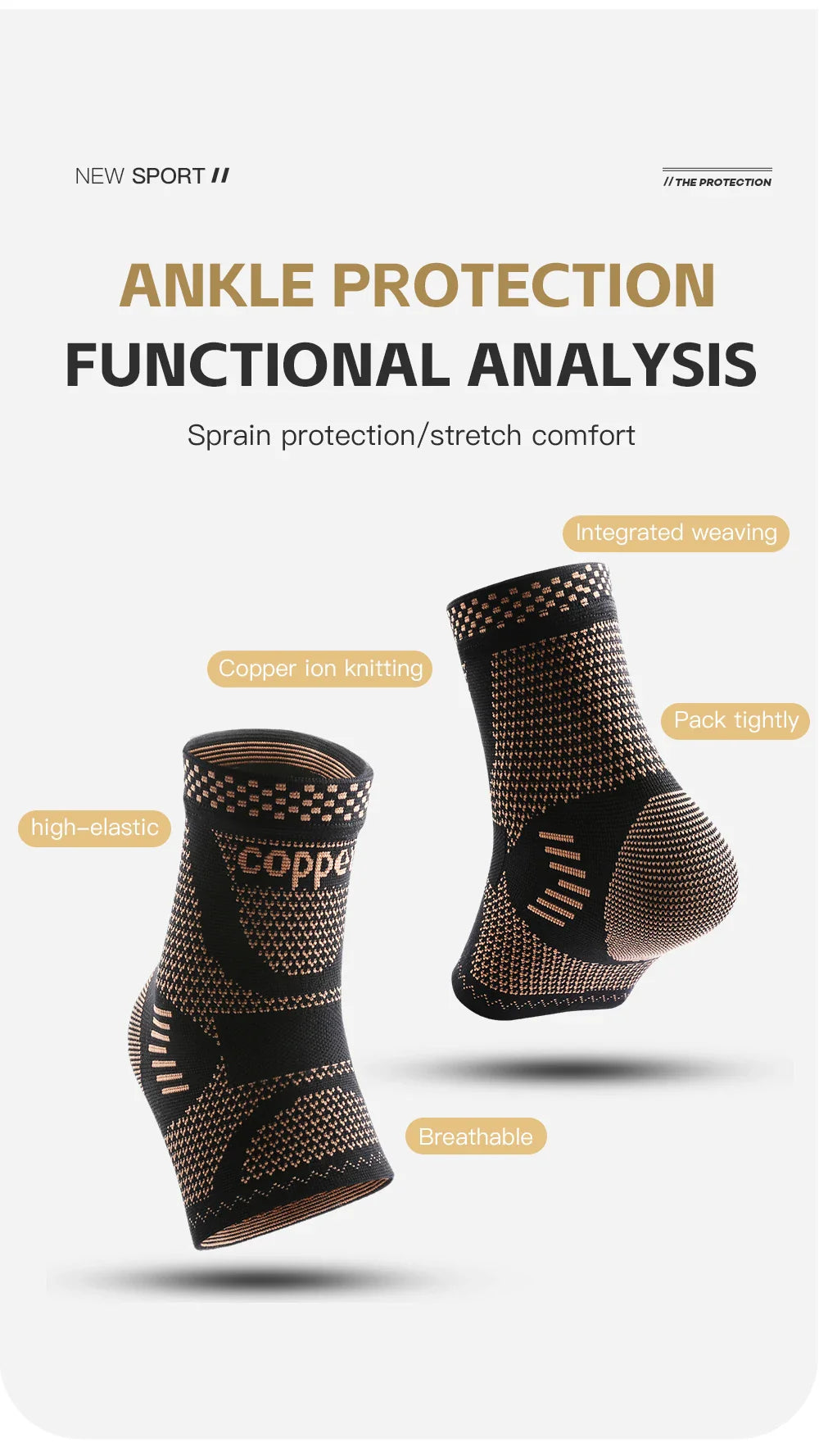 Medical-Grade Copper-Infused Fabric Ankle Brace for Pain Relief & Fast Recovery