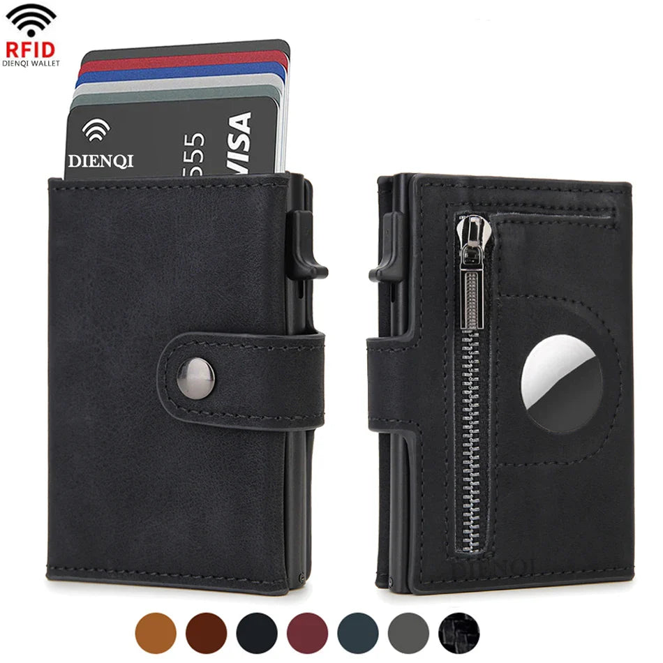 Maximum Carry RFID AirTag Wallet – Pop-Up Cards, Cash Compartment & Coin Pocket