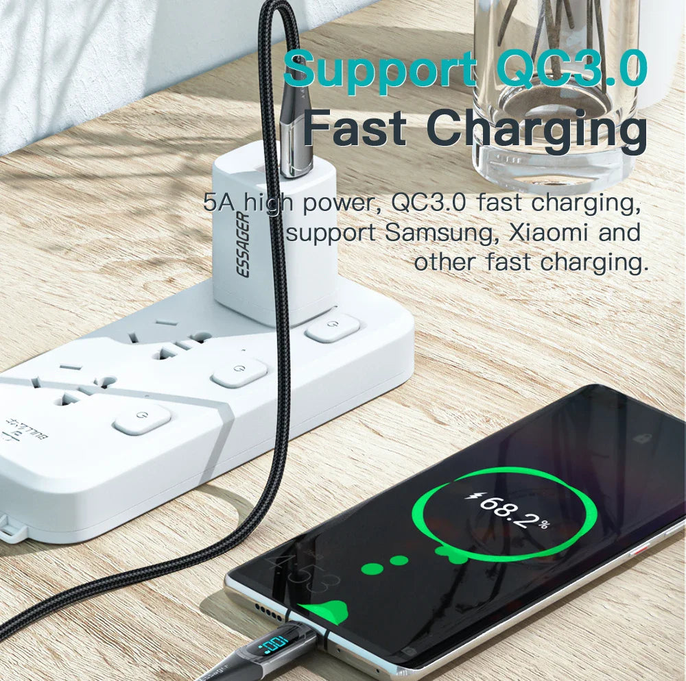 Essager Super Fast PD 100W/5A Type-C Charging Cable with Smart LED Display