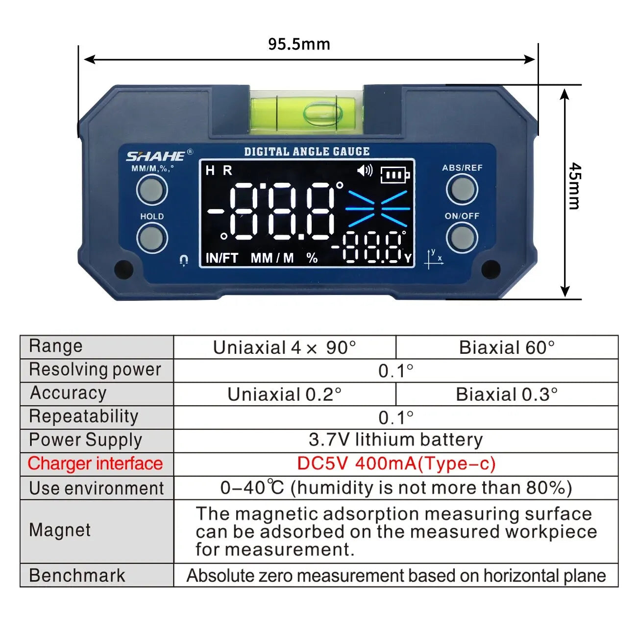 AnglePro Magnetic Rechargeable Digital Angle Finder with Dual-Axis Precision