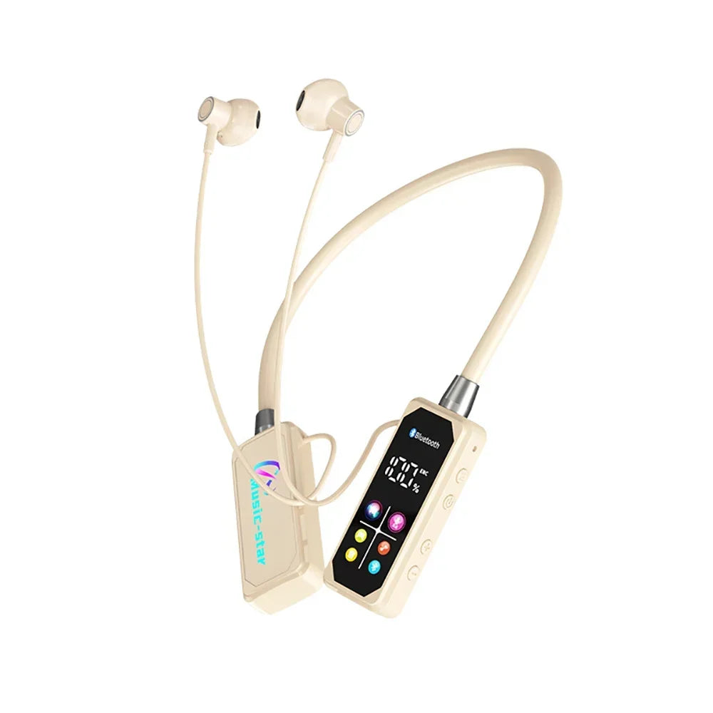 HiFi Sound Color Screen Neckband Magnetic Earphones with Noise Reduction & HD Calls