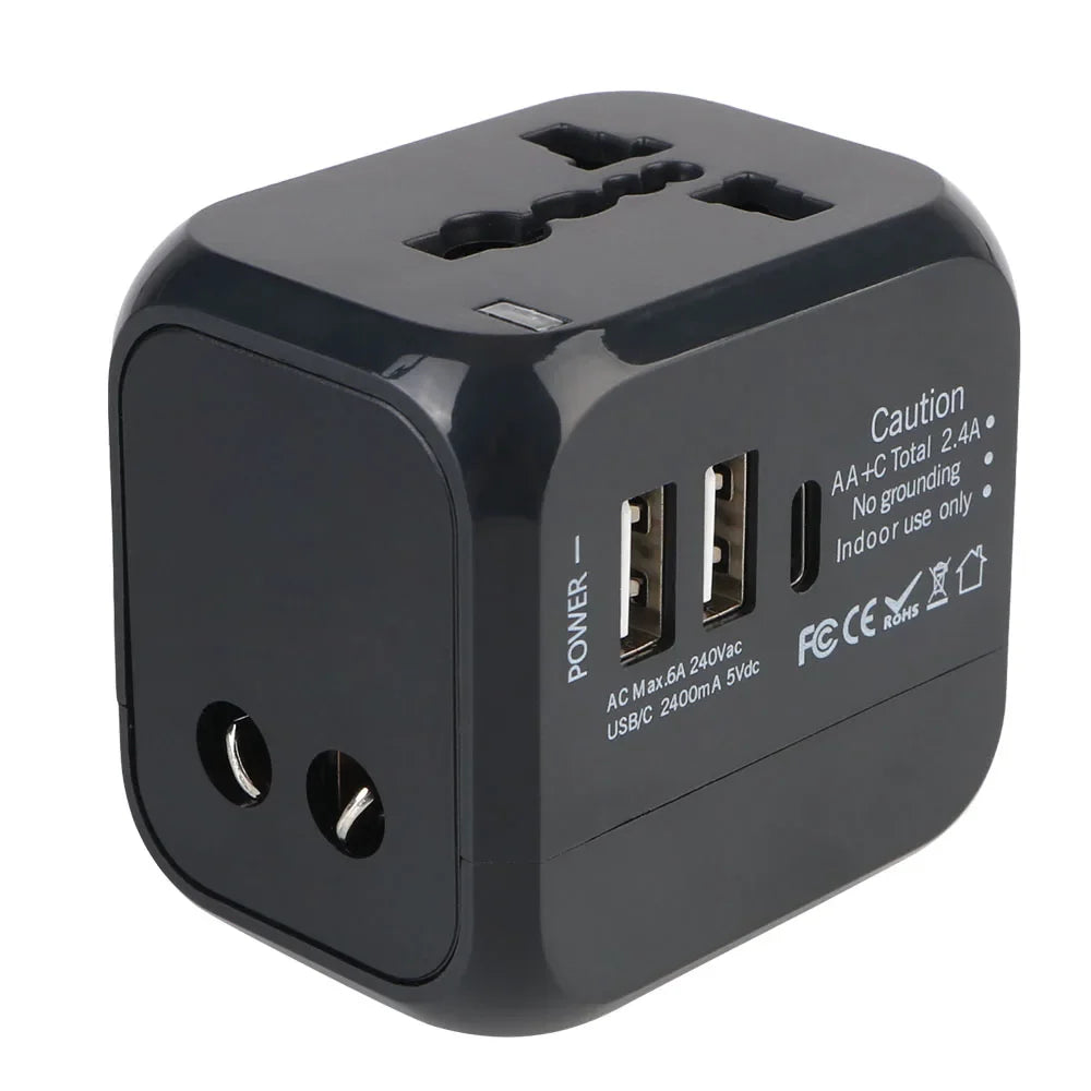 All-in-One Universal Travel Adapter Wall Charger with USB & USB-C