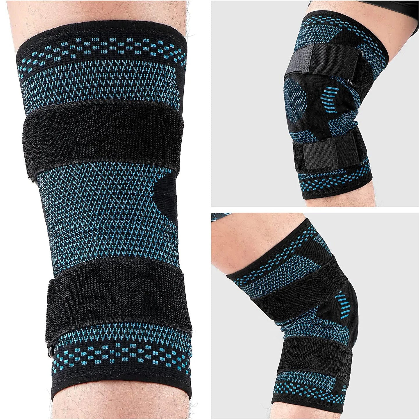 Knee Support Compression Gel Sleeve with Side Stabilizers & Velcro Straps