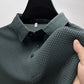 Short-Sleeve Plaid Pattern Ice Silk Polo Shirt