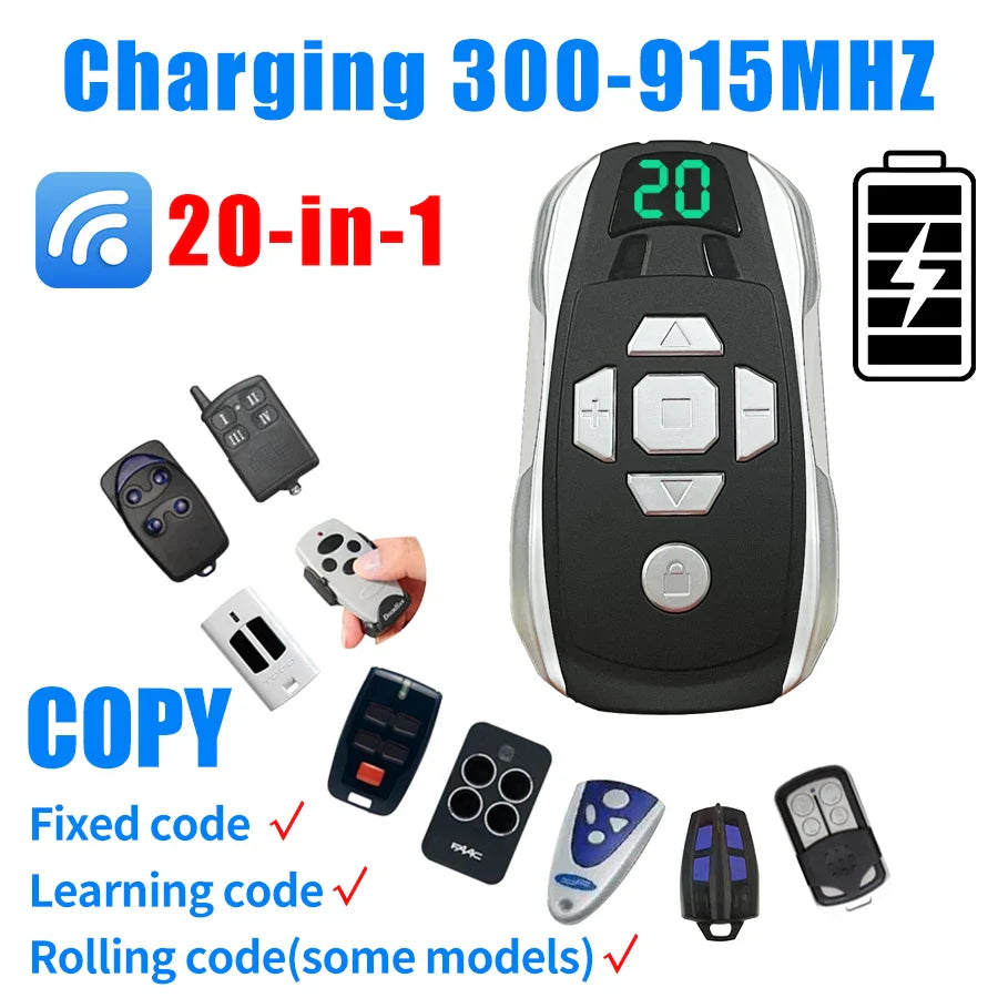 GateMaster 20-Channel Rechargeable 300–915MHz Frequency Smart Remote Duplicator