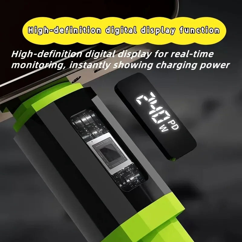 Super Fast 240W 6A High-Power Universal Charging / Data Cable With HD Digital Display