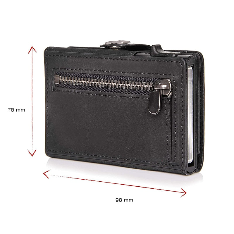 Pop-Up RFID Protection Genuine Leather Wallet
