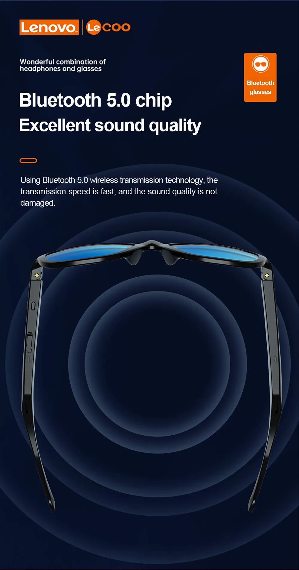 Lenovo Polarized Smart Sunglasses Bluetooth Headset