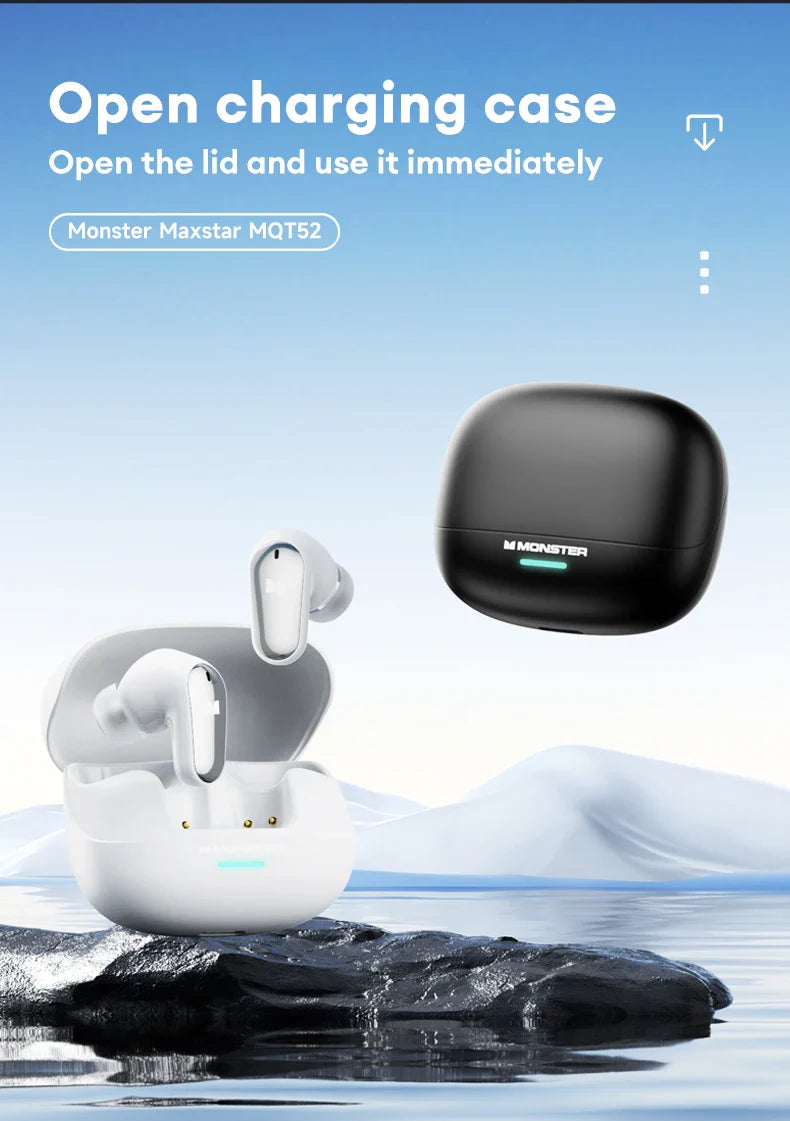 Monster Bluetooth 5.4 Dual Mode HIFI Stereo & HD Calls with Noise Reduction Earphones