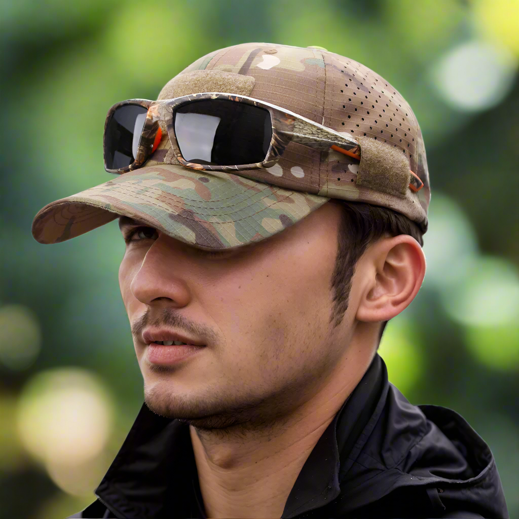 Durable & Lightweight Breathable Tactical Cap with Patented Glasses Holder Design