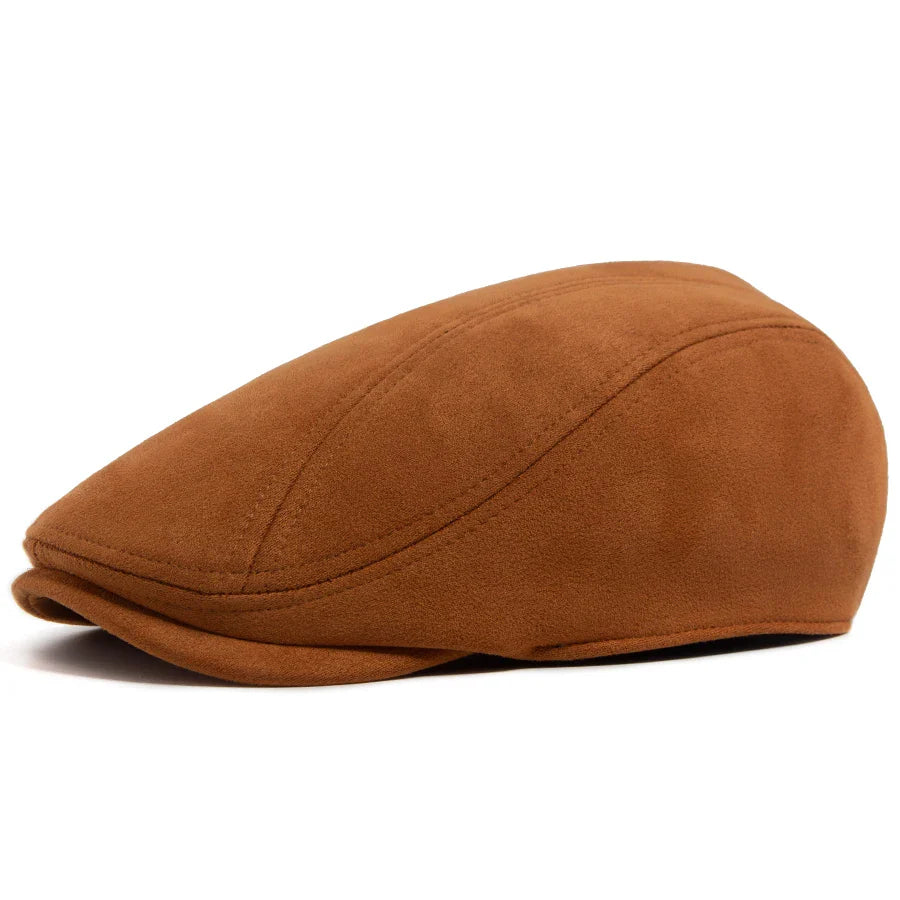 Vintage Suede-Look Flat Cap for Autumn & Winter