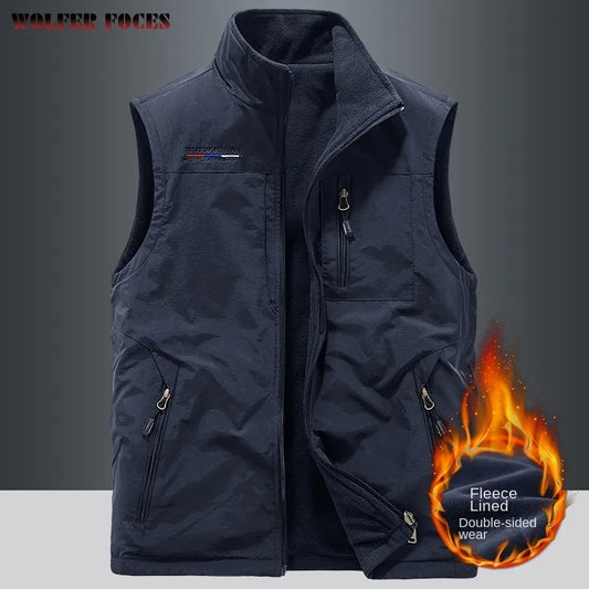 Casual Thermal Double-Sided Wear Multi-Pocket Men's vest