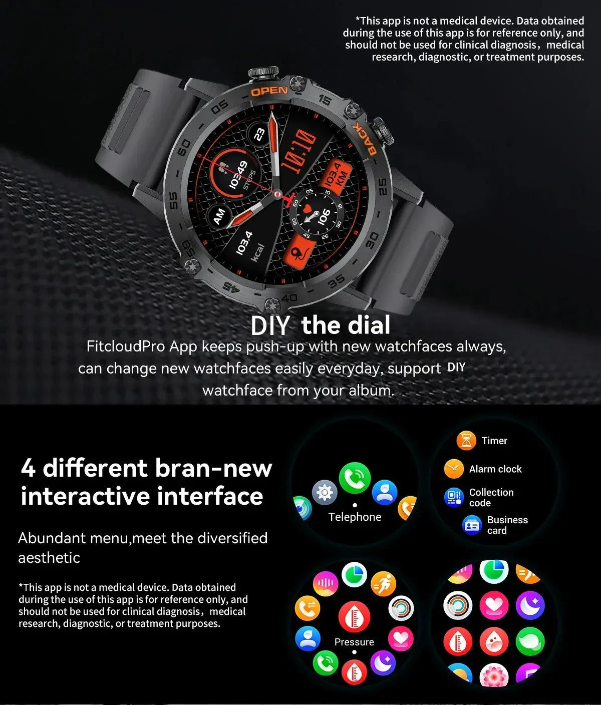 Military-Grade Durability Shockproof & Impact-Resistant Bluetooth Health Monitoring Smartwatch (Android+IOS)