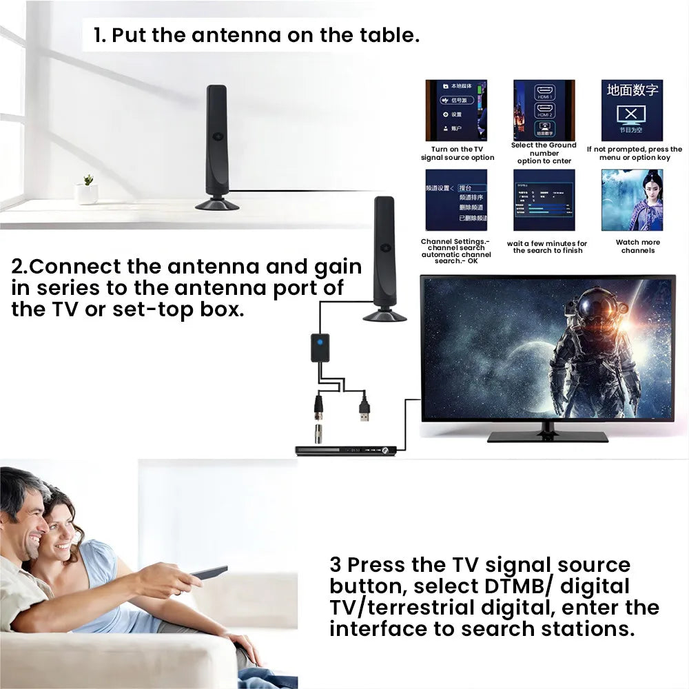 4K HD Long-Range Advanced Signal Amplifier & Noise Filtering Indoor TV Antenna