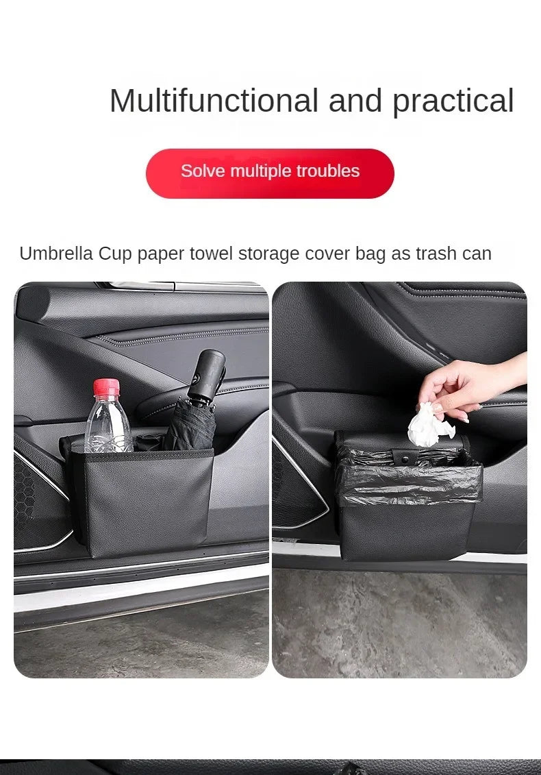 Multi-Use Foldable Car Organizer / Trash Container with Easy Clip-On Design