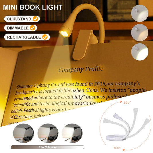 Portable Rechargeable 360° Wide Illumination Clip-On LED Reading Lamp