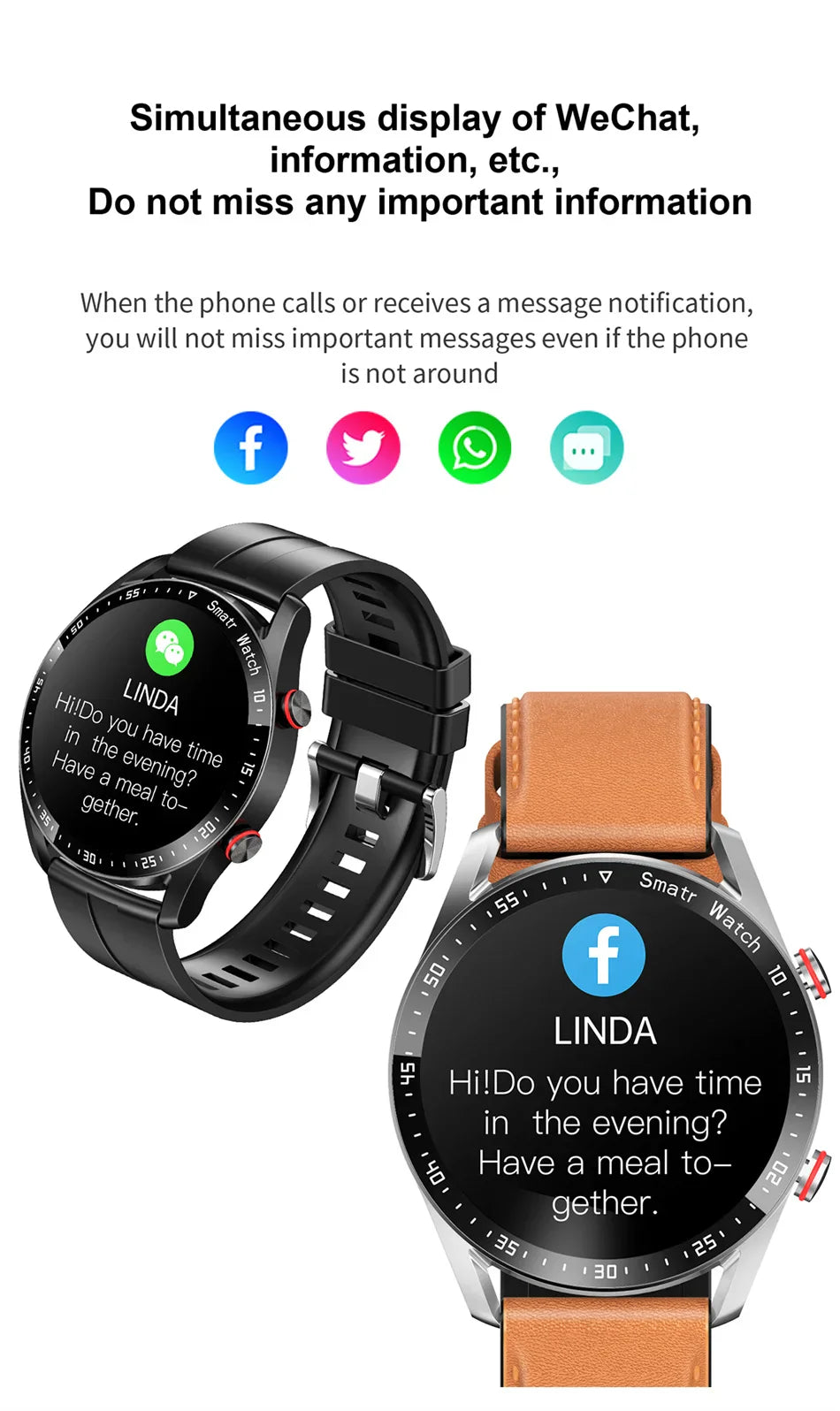 Bluetooth IOS & Android Smart-Watch with Blood Pressure & Health Monitoring (ECG+PPG)