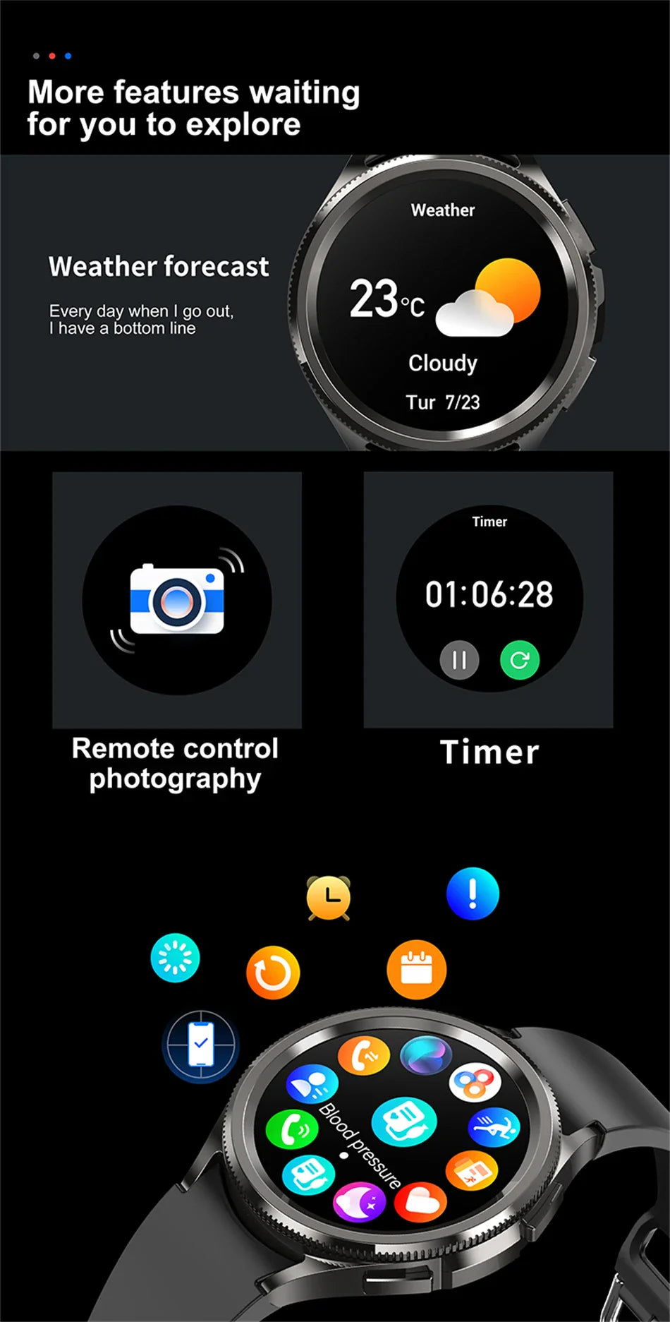 Classic Bluetooth Call Health Monitoring Smartwatch For Android & iOS