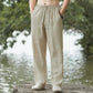 Cotton Linen Relaxed Loose Fit Breathable Pants for Men