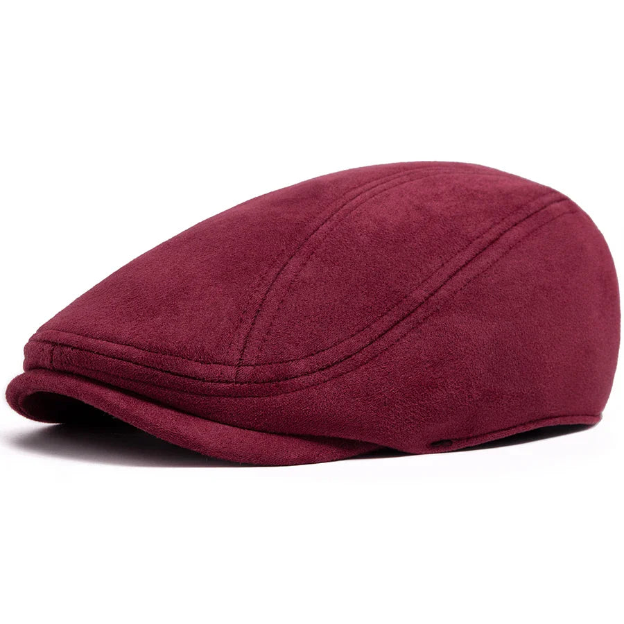 Vintage Suede-Look Flat Cap for Autumn & Winter