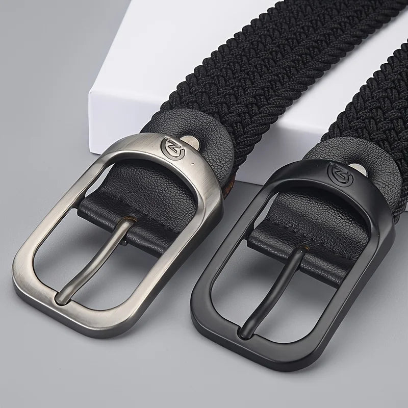 Casual Woven Elastic Lightweight Metal Buckle Belt