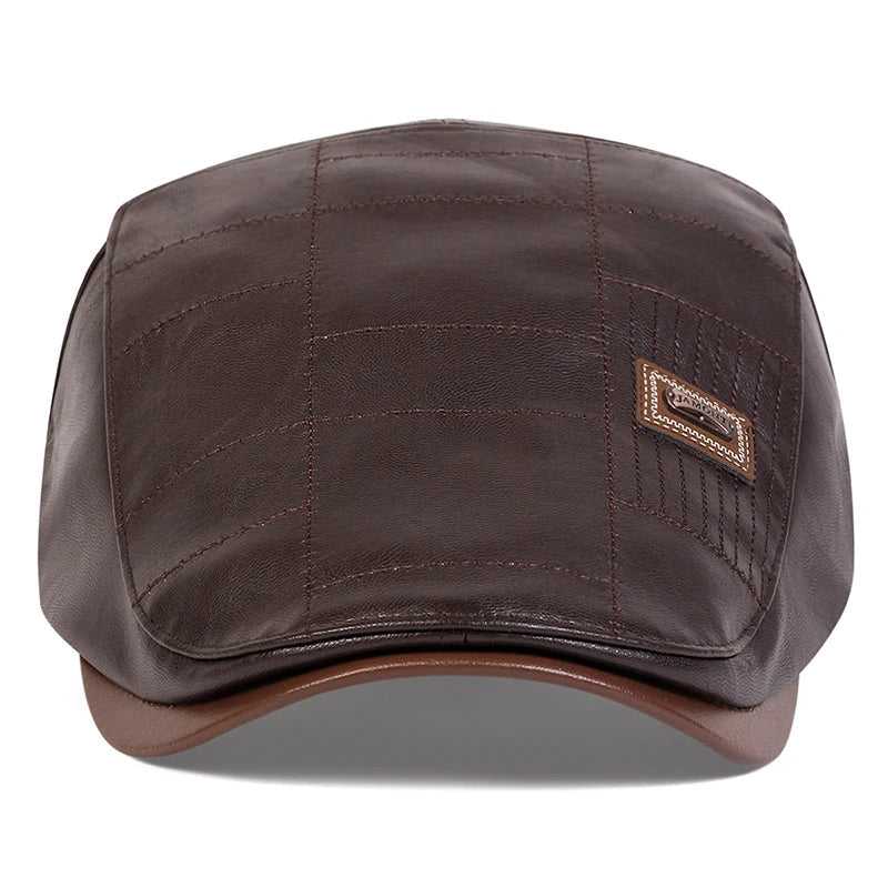 Classic vintage style Pu Leather Lightweight adjustable Comfortable Fit Newsboy Caps