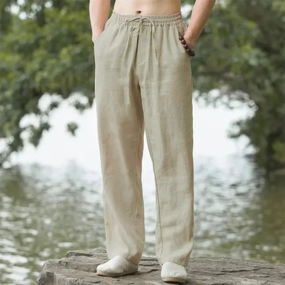 BreezeFlow Cotton Linen Relaxed Loose Fit Breathable Pants for Men