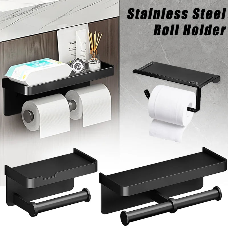 Space Aluminum Wall Mount Roll Rack Organizer with Phone Tray