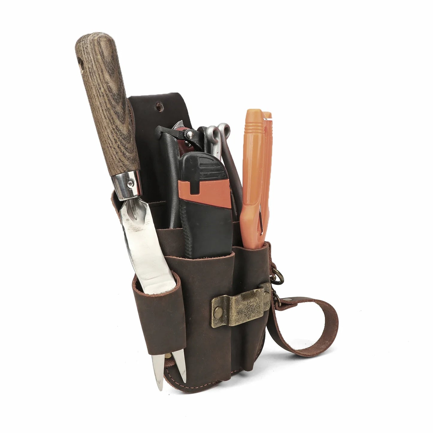 Reinforced Tourbon Leather Multiple Pockets Unique Belt Tool Organizer